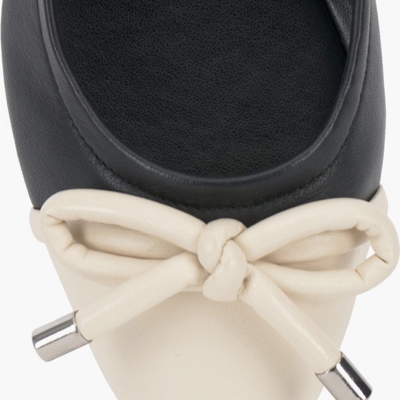 Women's Black and Cream Ballet Flats - Picture 4 of 5
